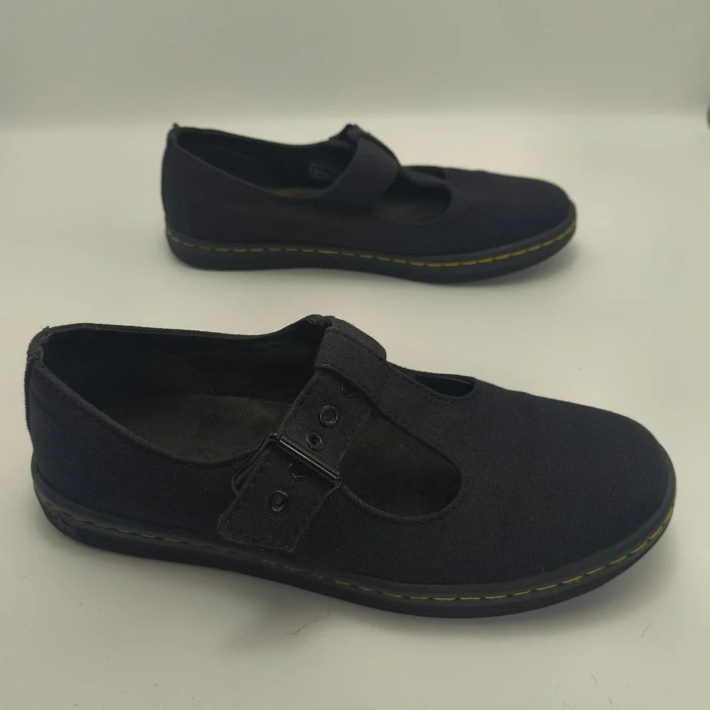 Dr Martens Woolwich Black Canvas Mary Jane T-Strap Shoes Womens 7 AW004 SK01R - Picture 14 of 16